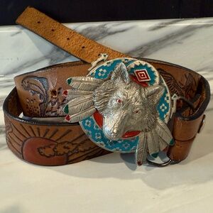 vintage 🐺’94 GAP Wolf Western Style Belt